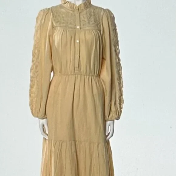 Sezane Mock Neck Long Dress in Neutral Color Size 38/6 - Picture 1 of 10